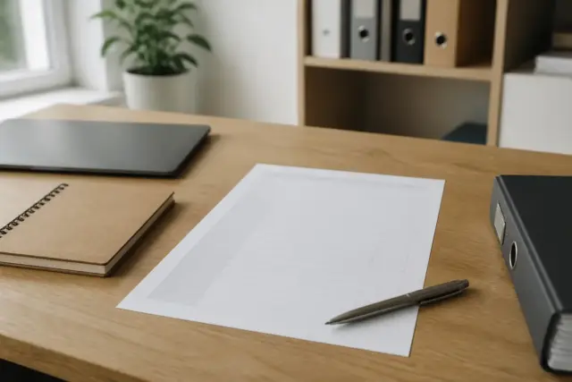 Fiche de calcul d’un coût d’employeur posée sur un bureau, une colonne de rubriques de cotisations et un stylo